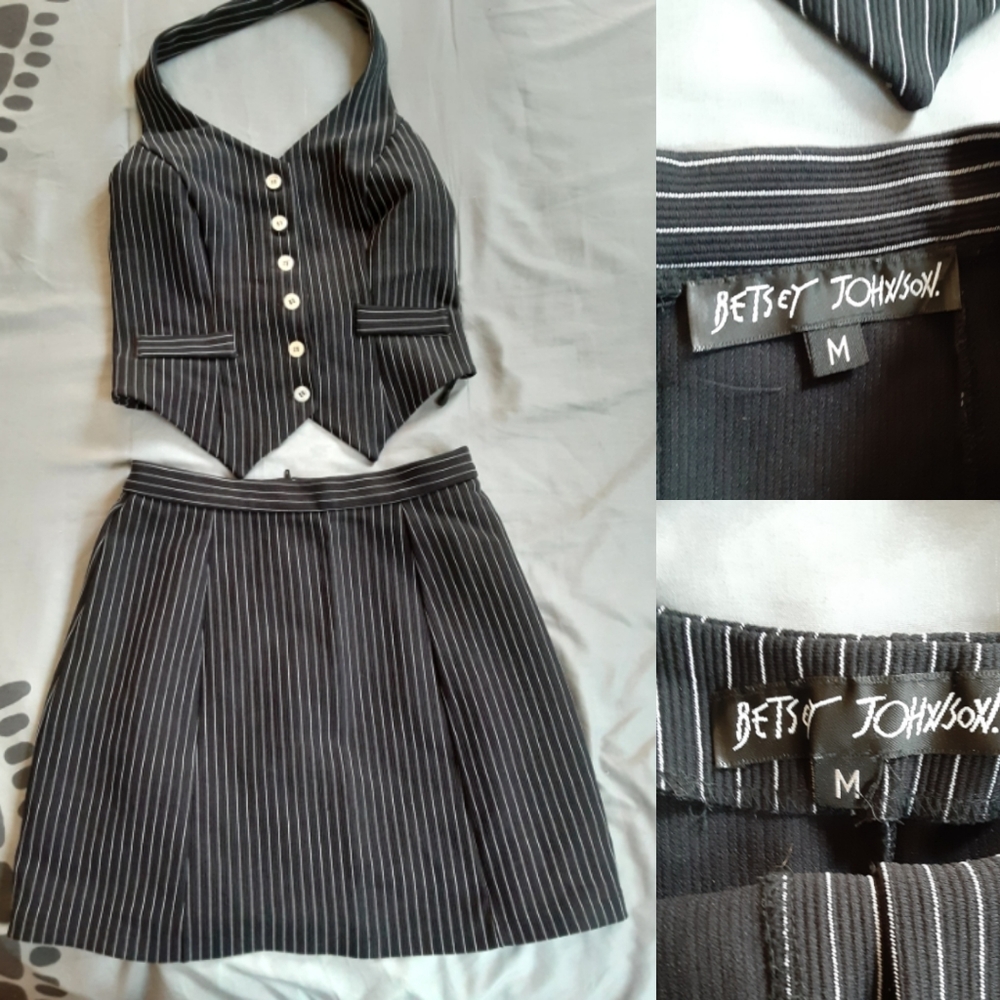 Vintage Betsey Johnson Skirt Suit Vest Set M